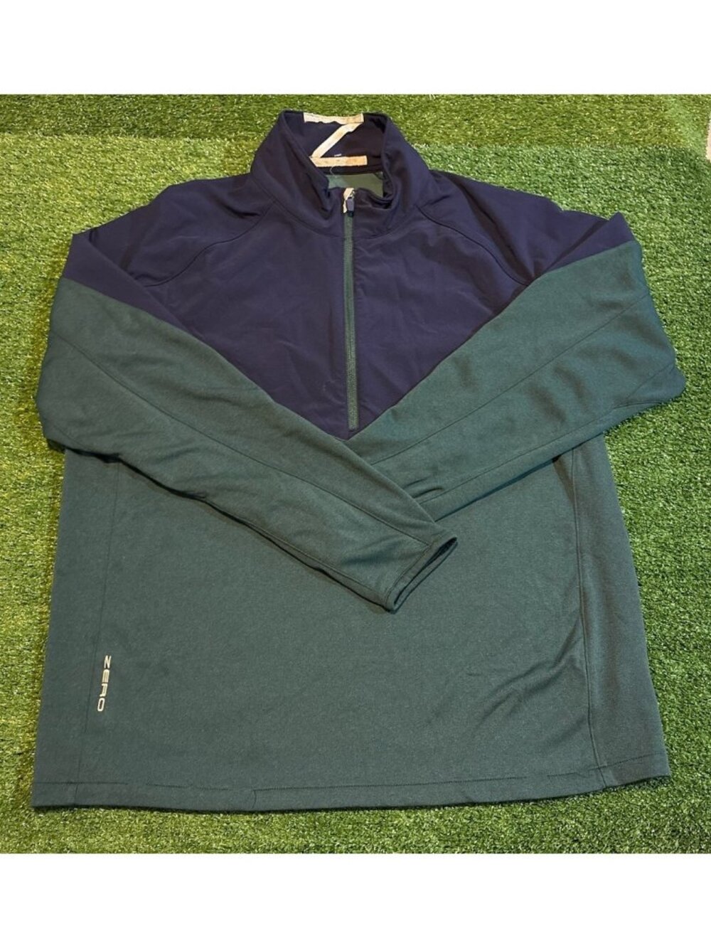 Zero Restriction pullover mens large green blue mayweather 1/4 zip lighweight